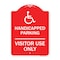 Signmission Reserved Parking Handicapped Parking Visitor Use Only with Graphic, Red & White, A-DES-RW-1824-23047 A-DES-RW-1824-23047 - alternate 1